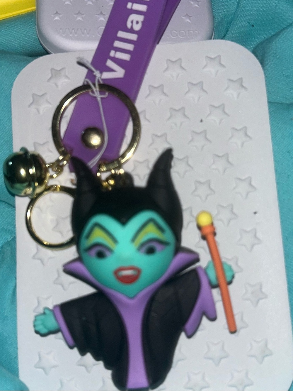 Villainess Maleficent Silicone Keychain Charm - Purple & Teal